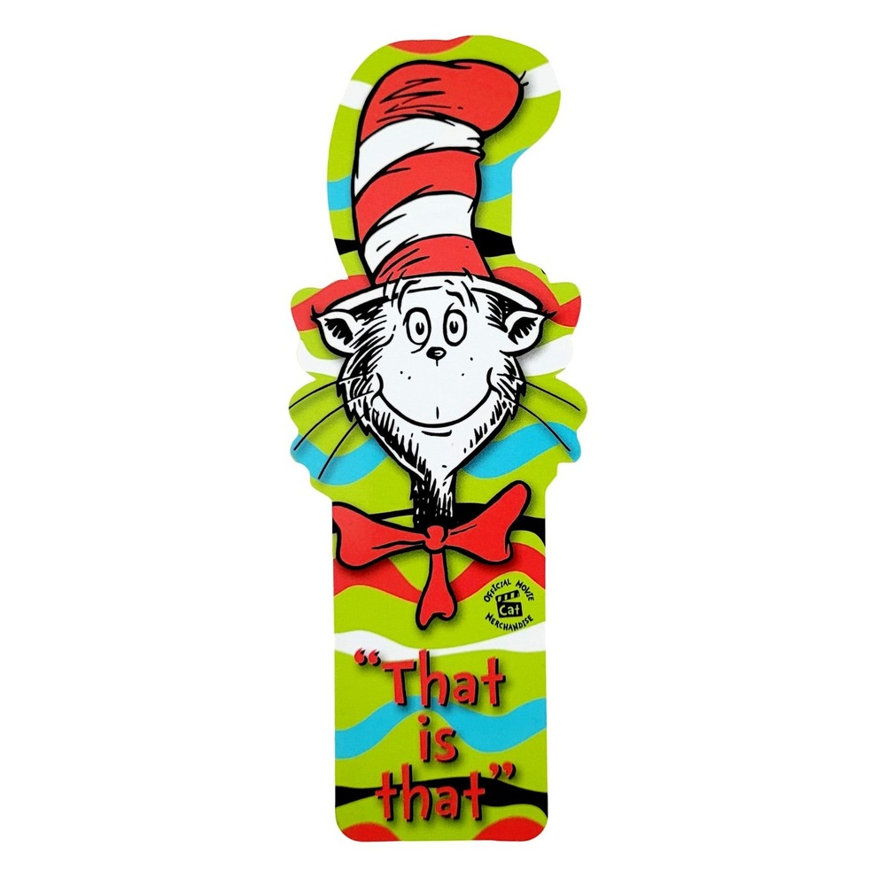 Vintage Y2K Cat in the Hat Bookmark, "That is That" Dr Seuss, Antioch SHMK-43443